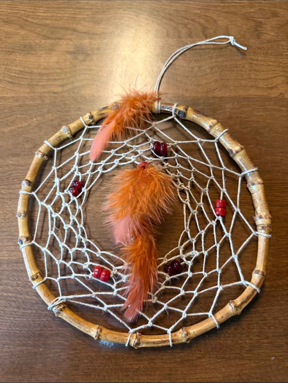 Boho Orange Feather Dreamcatcher Tapestry Wall Hanging